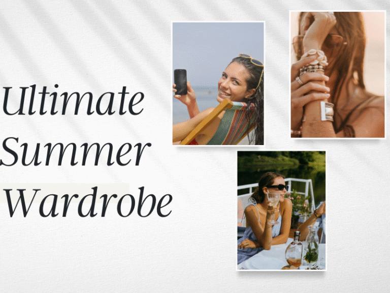 Stylish summer wardrobe inspiration with 3 women wearing pastel and bright seasonal outfits, perfect for summer fashion and seasonal style guides.
